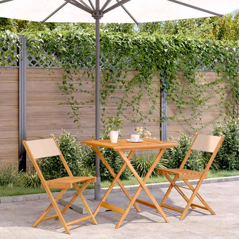 vidaXL Set da Bistrot 3pz in Legno di Acacia Olio Beige