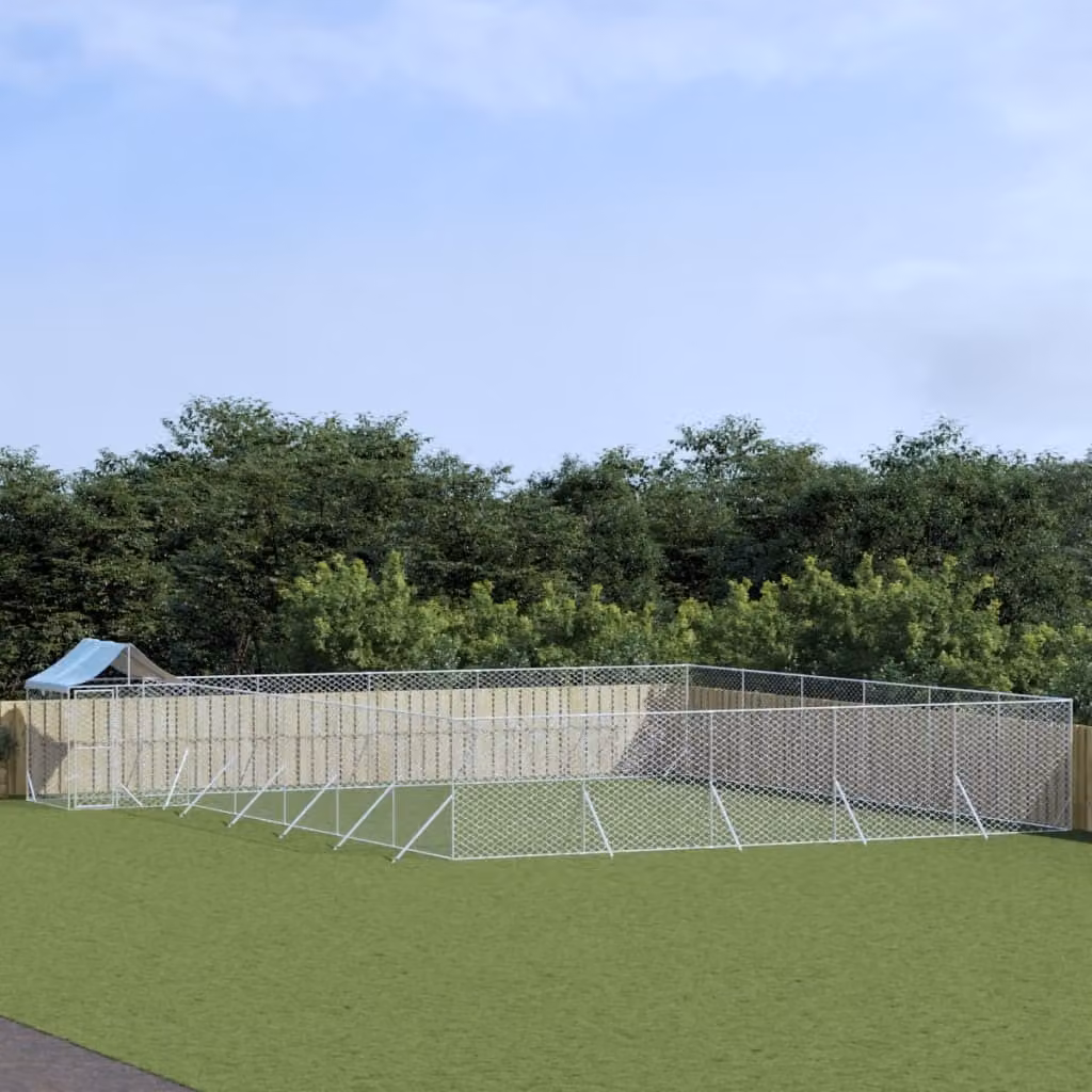The Living Store Cuccia per cani da esterno con tetto Silver 12x12x2,5m Acciaio zincato