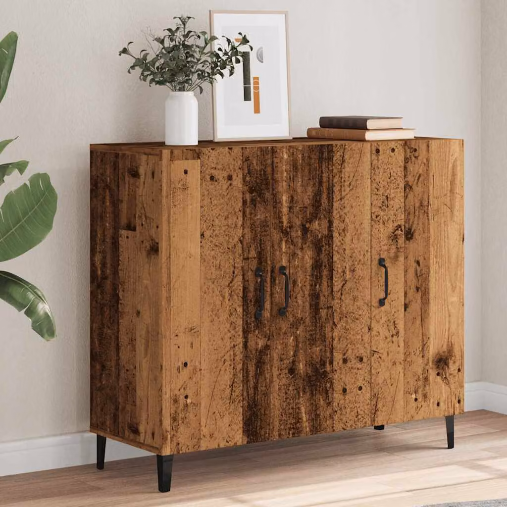 Credenza in stile industrial vidaXL in legno e metallo marrone L: 90 cm, P: 34 cm, H: 80 cm