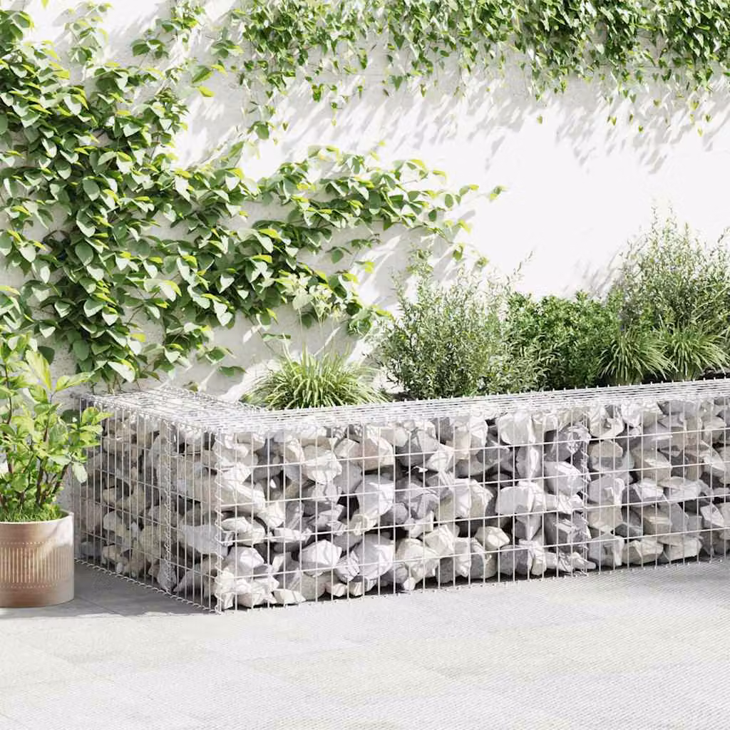vidaXL Gabbione in Acciaio Zincato Grigio L: 300 cm, P: 50 cm, H: 50 cm