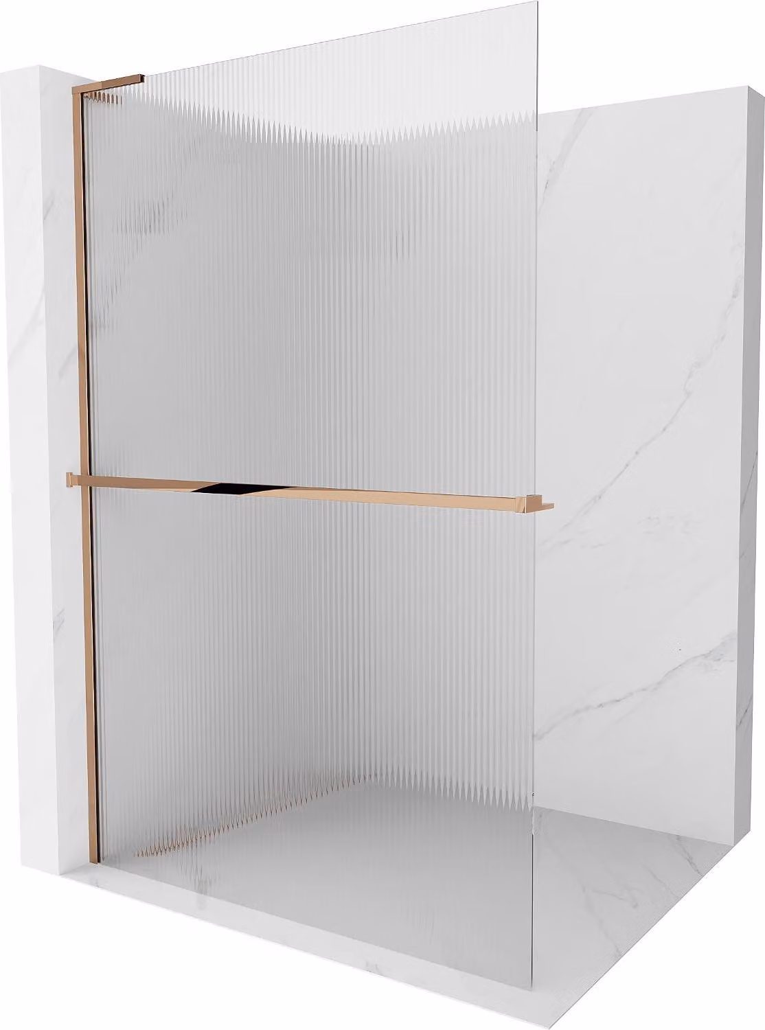 Mexen Kioto+ L parete doccia con mensola Walk-in 110 x 200 cm, righe, oro rosa - 800-110-123-60-09