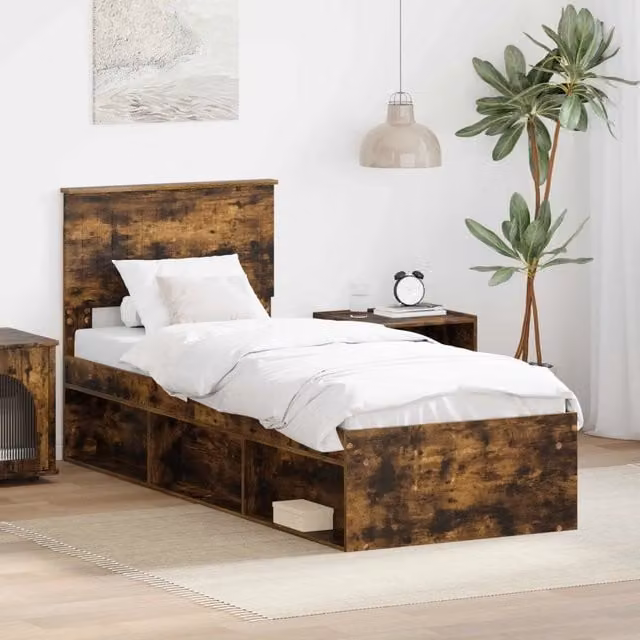 Struttura letto in pino massello vidaXL colore marrone con doghe in legno L/P/H: 190 x 80 x 20 cm – 1