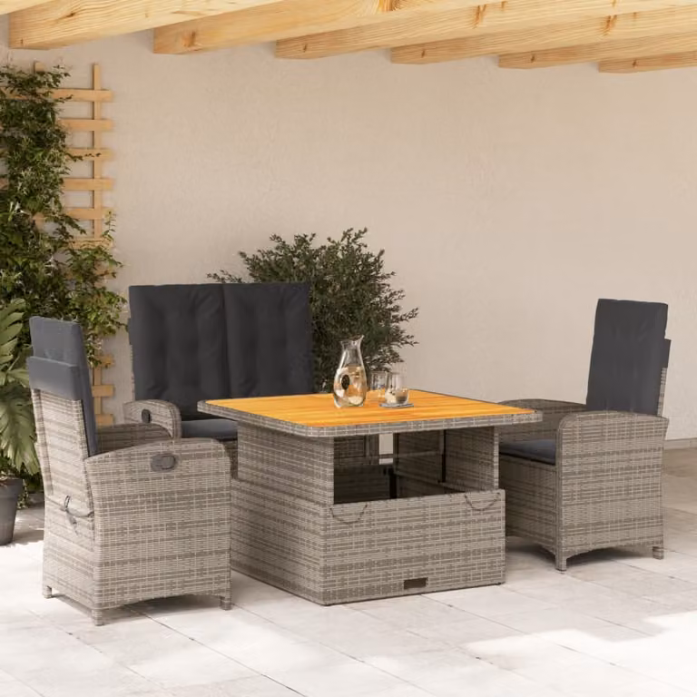Maison Exclusive - Set da Pranzo da Giardino 4 pz con Cuscini in Polyrattan Grigio