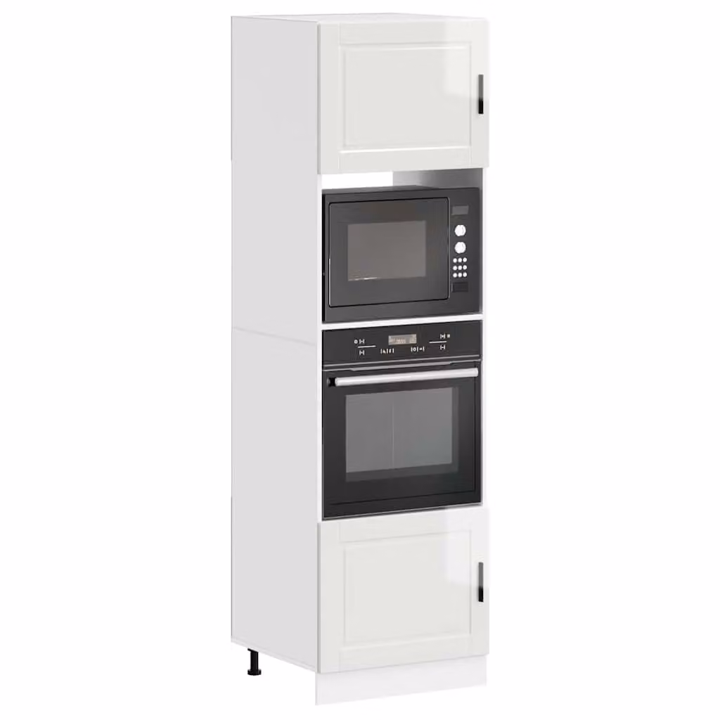 Set di 2 armadi per forno vidaXL bianchi lucidi in legno per cucina