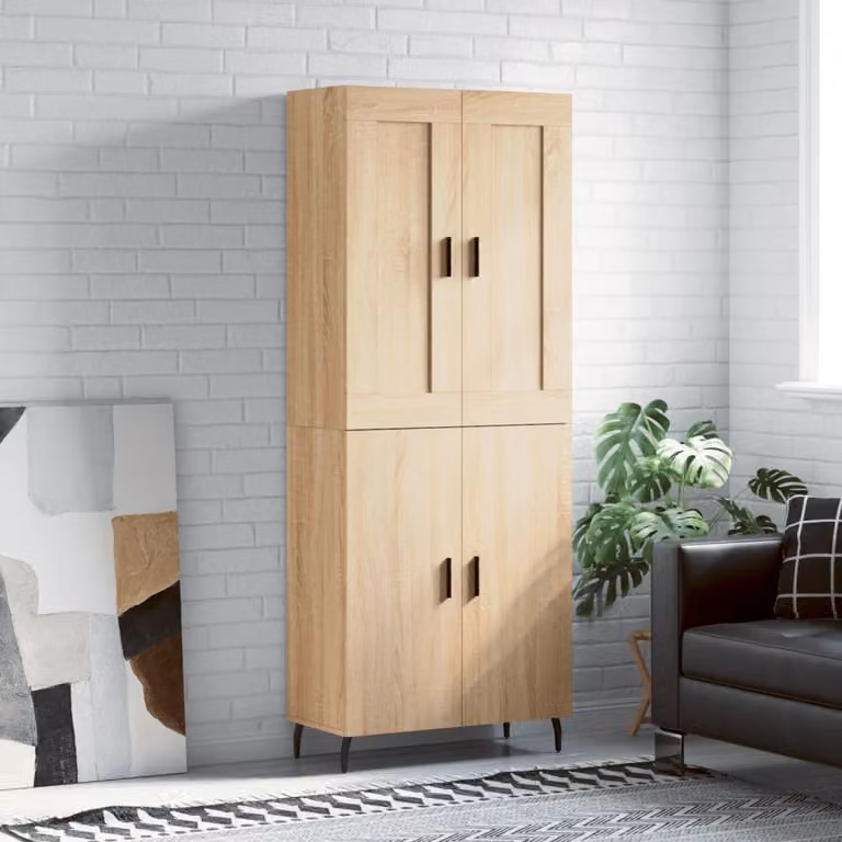 Credenza vidaXL in Rovere Sonoma e Legno Multistrato, Colore Marrone, L: 69,5 cm, P: 34 cm, H: 180 cm
