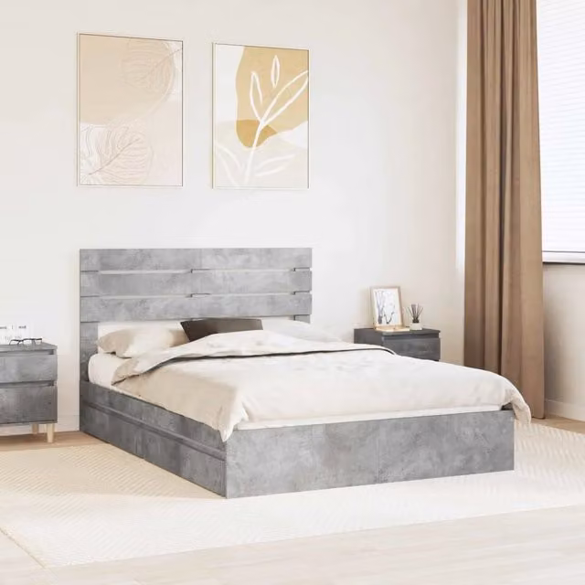 Letto con Contenitore con cassetto Grigio cemento 150 x 200 cm 3411561