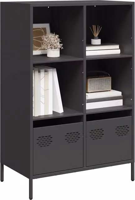 Credenza Buffet Armadio da Cucina Design Mania Nera in Metallo L/P/H: 68 x 39 x 103,5 cm – 1