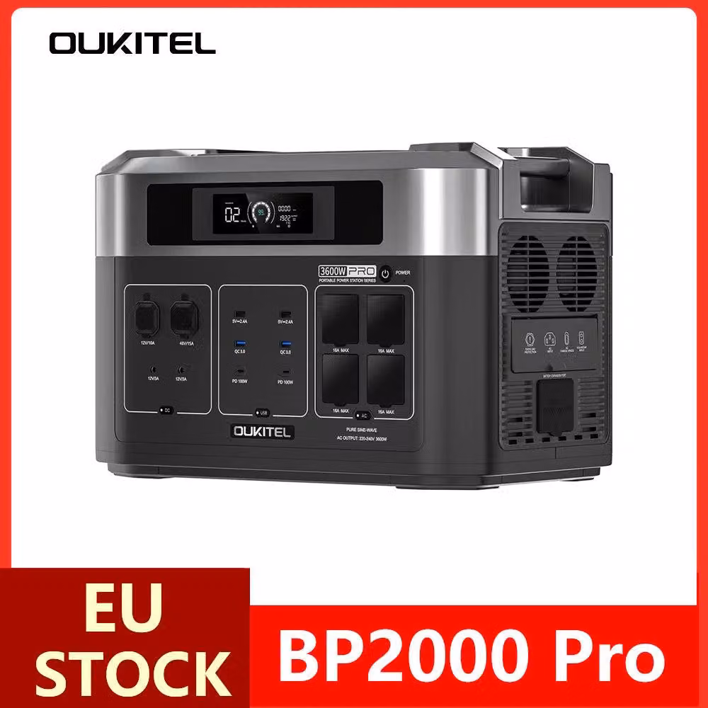 Centralina portatile da 2048Wh a 16384Wh con batteria LiFePO4, dotata di uscita AC da 3600W e controllo tramite app