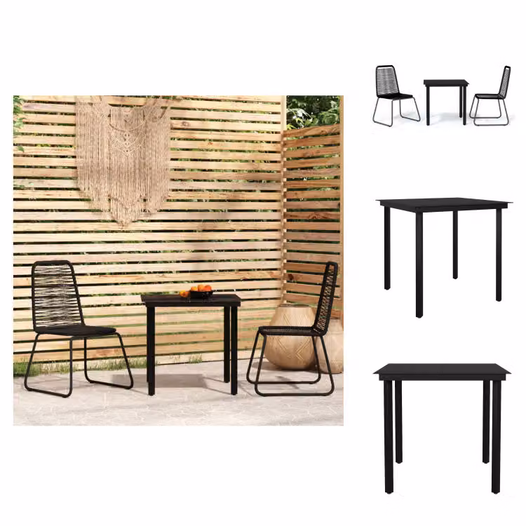 vidaXL Set da pranzo da giardino 3 pezzi nero - Set di mobili da giardino