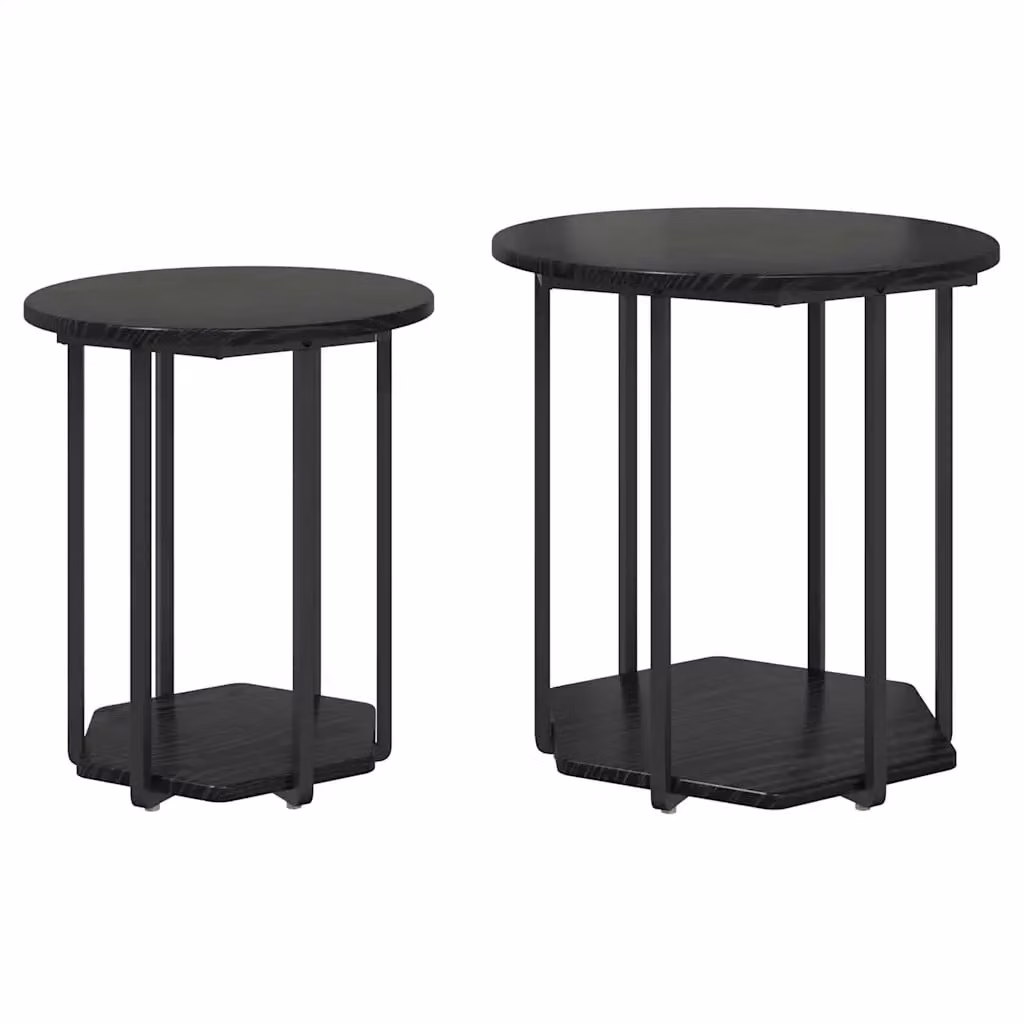 Set di 2 tavolini quadrati vidaXL in stile industriale, colore nero e rovere, L/P/H: 50 x 50 x 50,5 cm