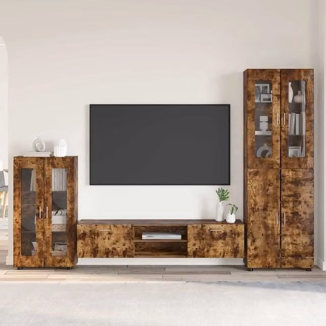 Set mobile TV FLORIN 3 pz Rovere fumé Legno ingegnerizzato 3397979
