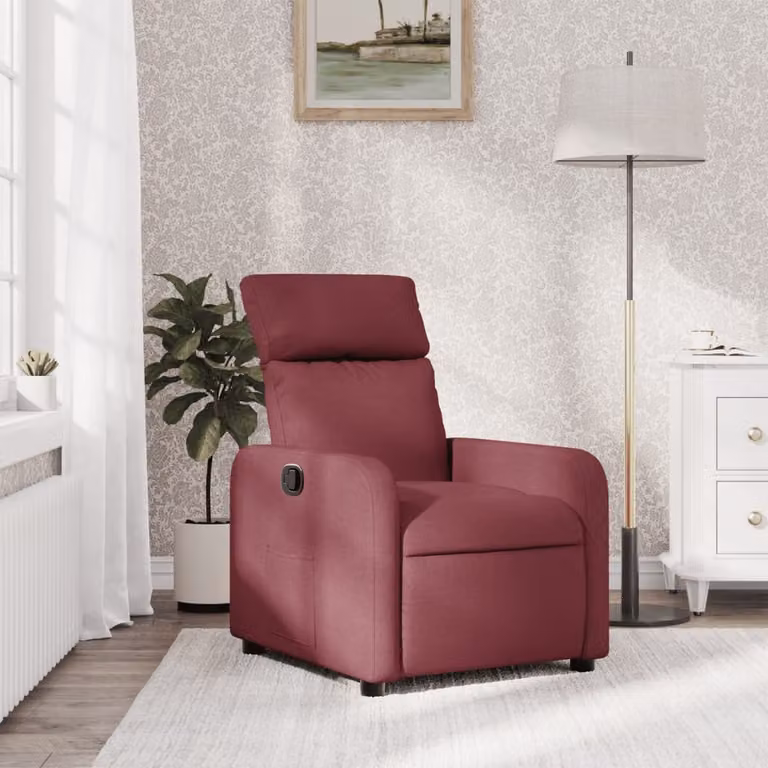vidaXL Poltrona Reclinabile Relax in Tessuto Rosso con Braccioli e Regolazione Manuale