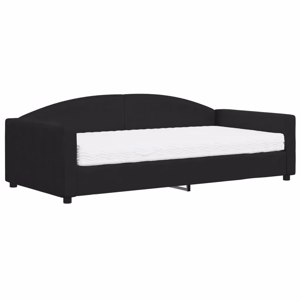 Divano Letto Moderno vidaXL in Tessuto Nero con Materasso in Schiuma L/P/H: 223 x 100 x 75 cm – 2