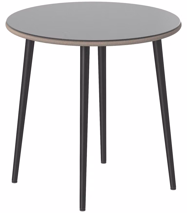 Tavolo da giardino con piano in vetro e struttura in acciaio | Colore: Grigio | Dimensioni: 80x80x74 cm
