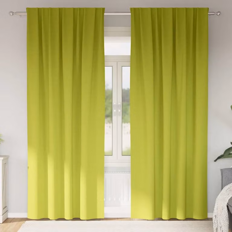 Set di 2 tende blackout vidaXL con anelli in poliestere, colore verde, H: 245 cm x L: 140 cm
