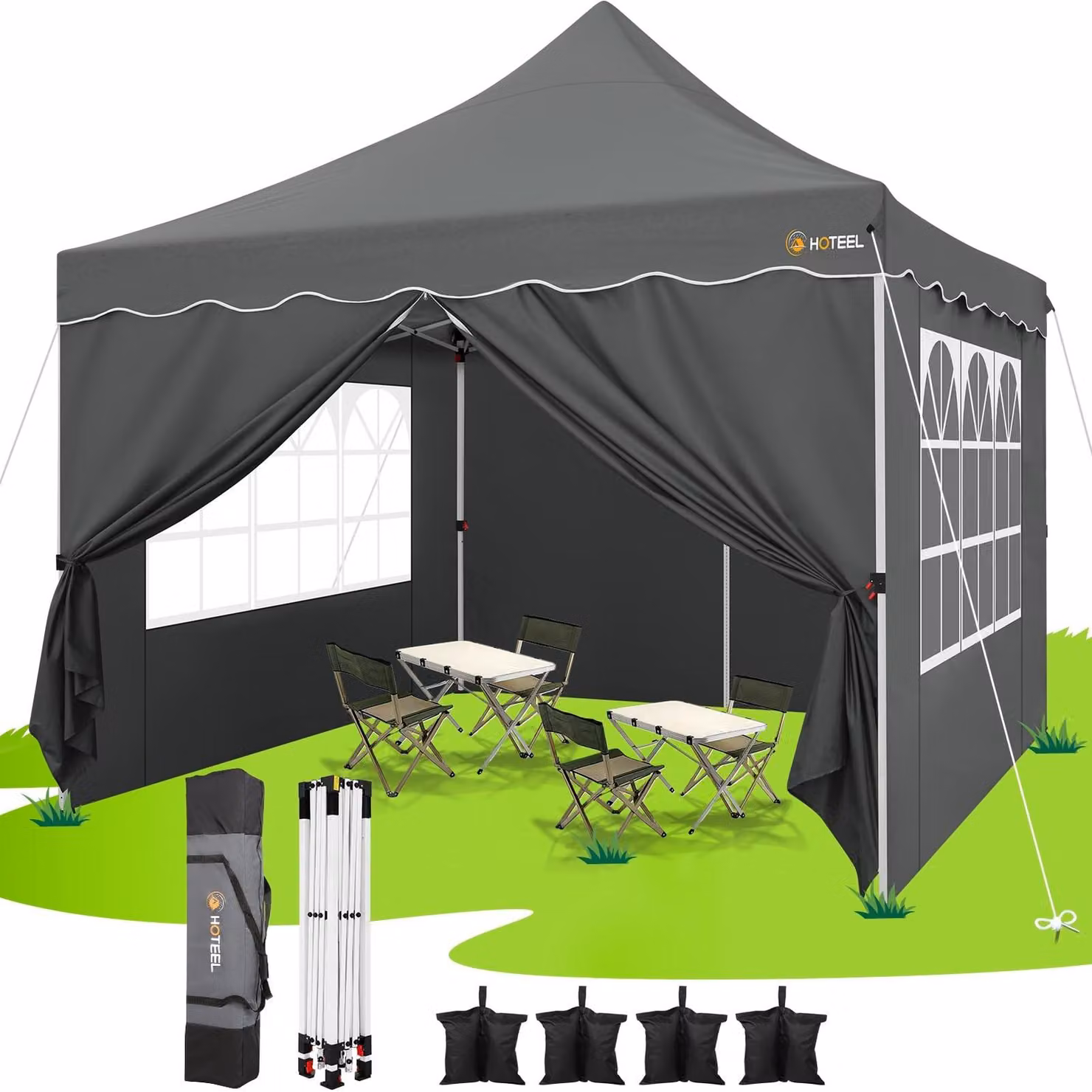 Gazebo pieghevole da giardino, dimensioni 3 x 3 metri, con protezione UV