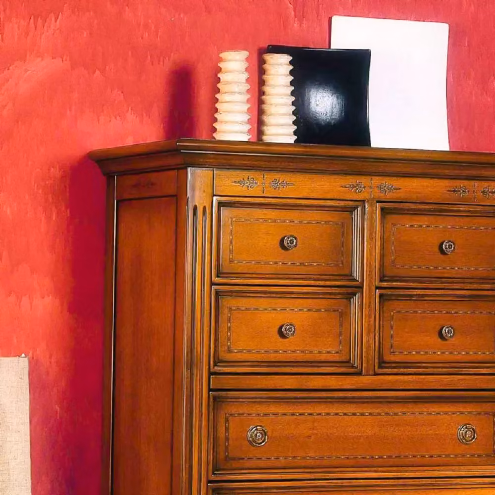 Cassettiera classica in legno di pioppo con 9 cassetti Mobili 2G finitura bassano L: 75 cm, P: 41 cm, H: 140 cm – 2