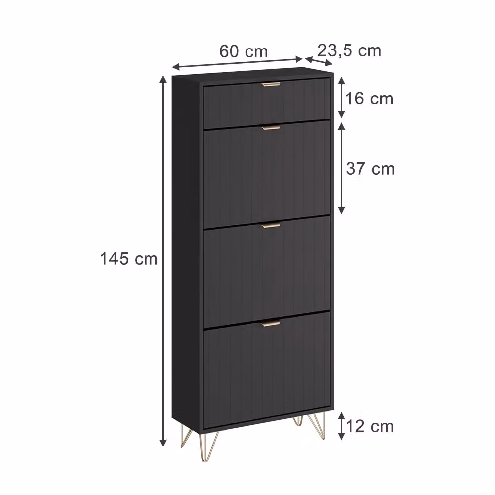 Armadio scarpiere Helge Vicco nero con scomparti basculanti L 60 cm x H 145 cm – 2