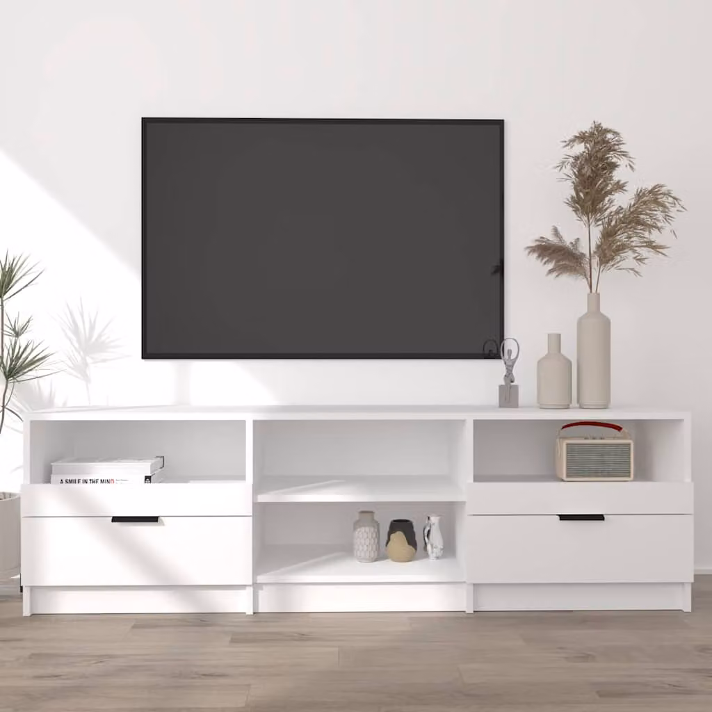 vidaXL Mobile Porta TV Moderno Bianco in Legno e MDF con Ruote L: 150 cm, P: 33,5 cm, H: 45 cm