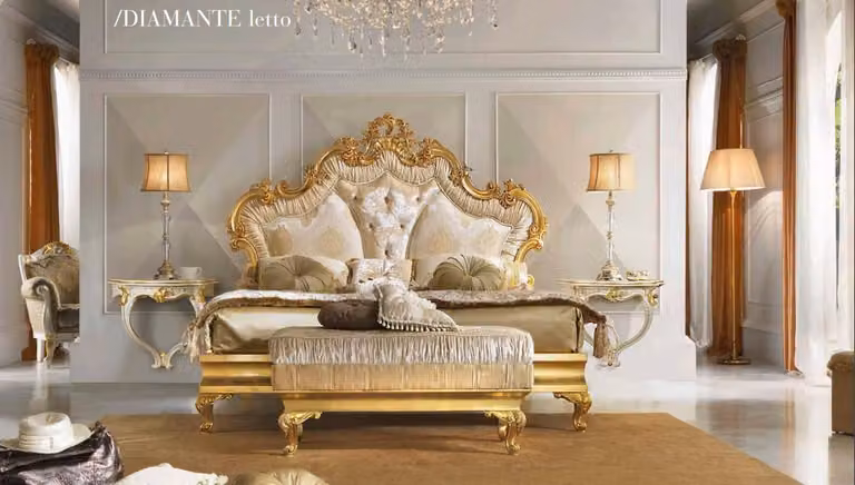 Klassisches Bett Barock Rokoko Hotel Betten Polsterbett Doppelbett 180x200cm