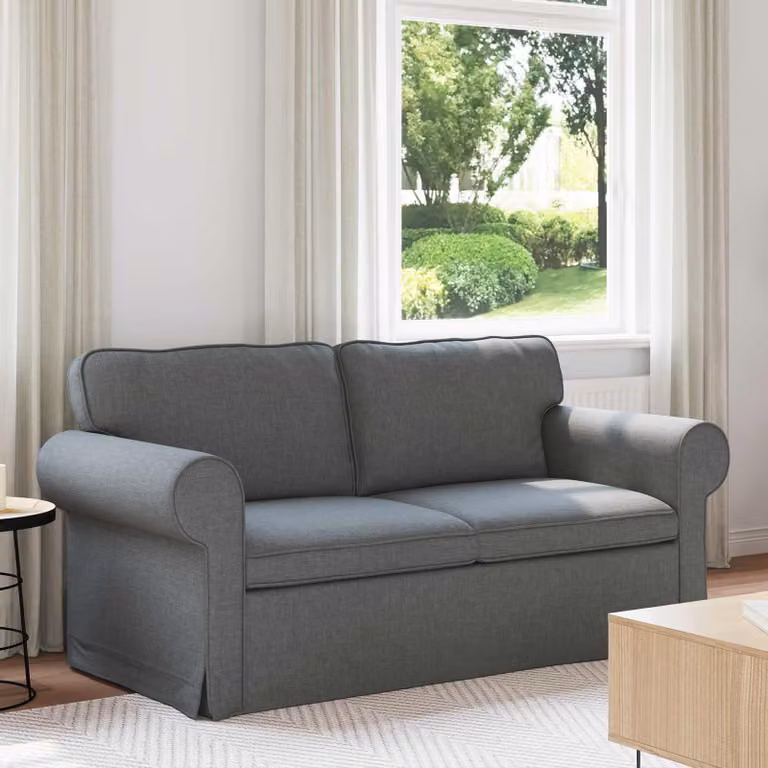 Divano moderno vidaXL in tessuto grigio scuro con struttura in metallo e coperture rimovibili L: 175 cm, P: 82 cm, H: 80 cm