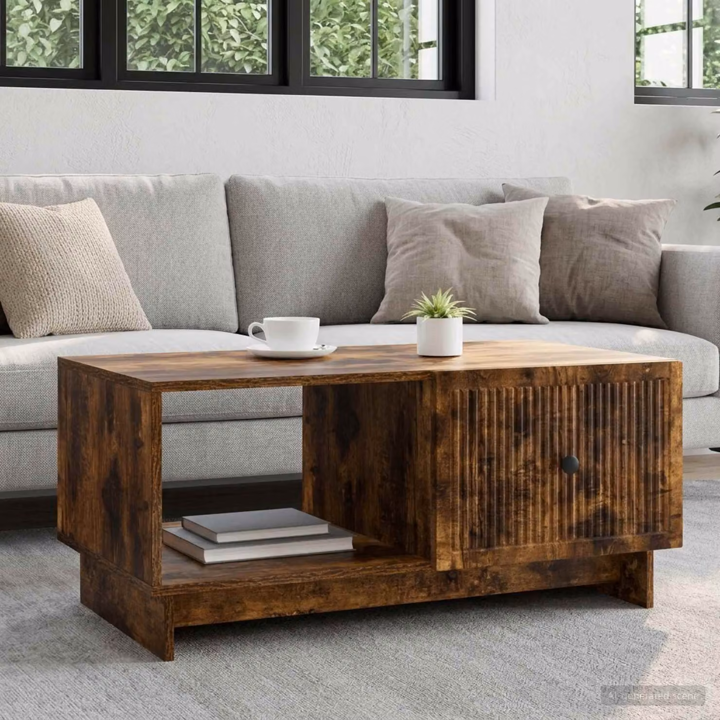 vidaXL Tavolino da salotto rettangolare in legno e metallo marrone L/P/H: 90 x 50 x 40 cm