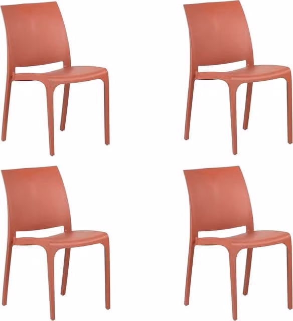 Set di 4 sedie da giardino Sofia di GIORDANOSHOP in polipropilene e fibra di vetro, rosse, impilabili, L: 46 cm, P: 54 cm, H: 80 cm – 1