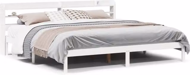 Letto matrimoniale | Letto per adulti | Giroletto senza Materasso Bianco 200x200 cm Legno Massello Pino