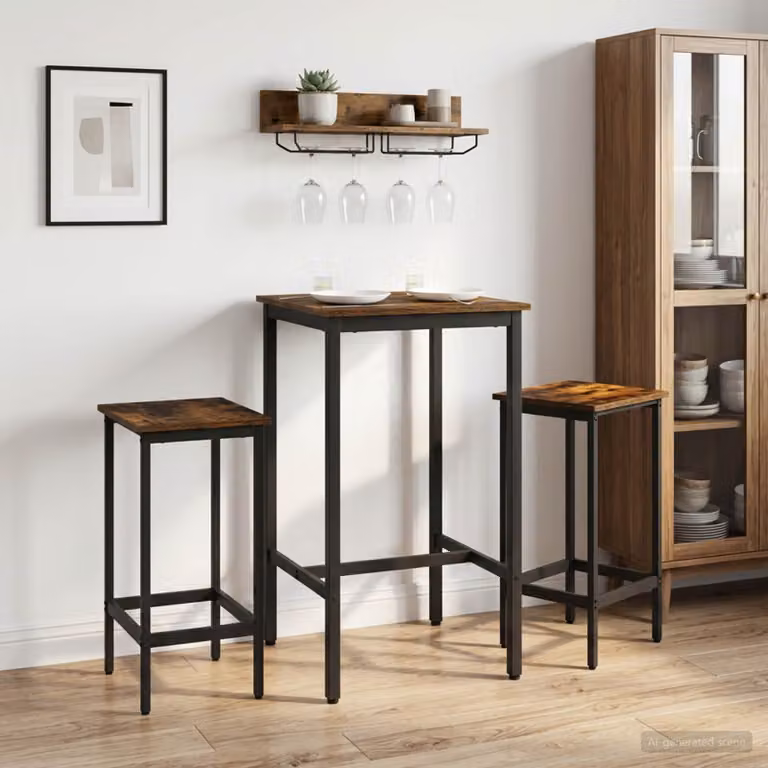 Set di 2 sgabelli da bar vidaXL in stile moderno, colore rovere fumo, L/P/H: 40 x 32 x 64 cm