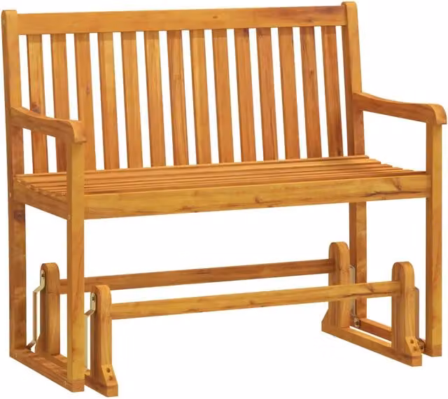 Panchina da Giardino in Legno di Acacia con Braccioli, Design Classico, Marrone, L: 110 cm