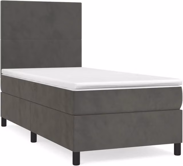 Letto singolo | Letto per adulti | Giroletto a Molle con Materasso Grigio Scuro 80x200 cm Velluto