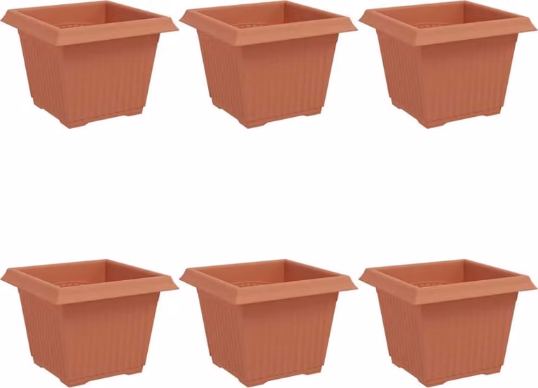 Vaso quadrato per fiori 6 pcs Rosso Mattone 23 x 23 x 17,5 cm
