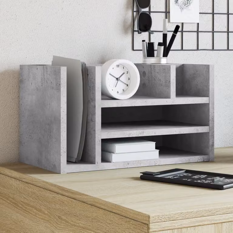 Maison Exclusive - Organizer da scrivania Grigio cemento 44,5x24x25 cm Materiale ligneo