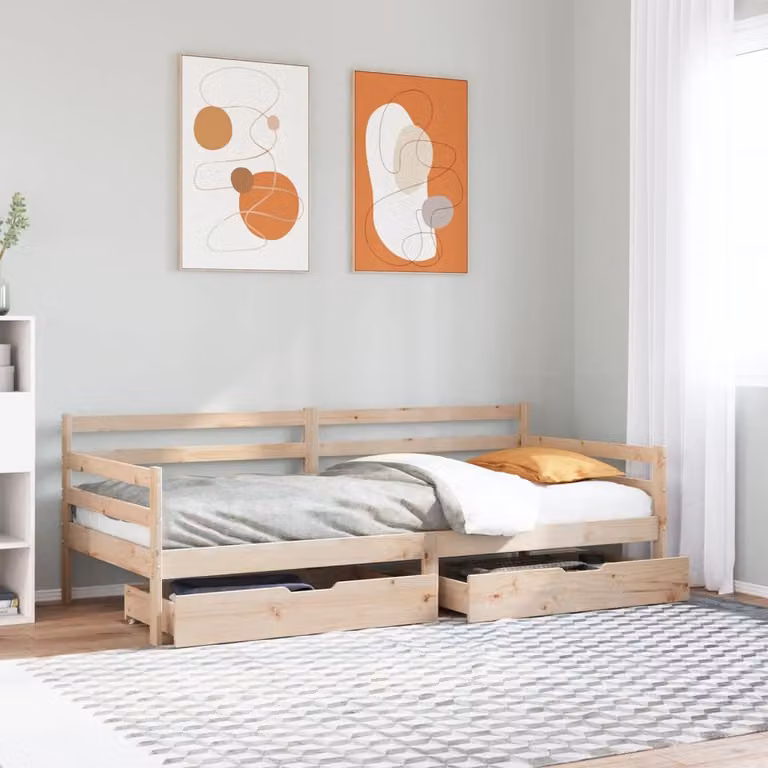 vidaXL Dormeuse con Cassetti Bianca in Legno di Pino Massello L: 200 cm, P: 80 cm, H: 69,5 cm