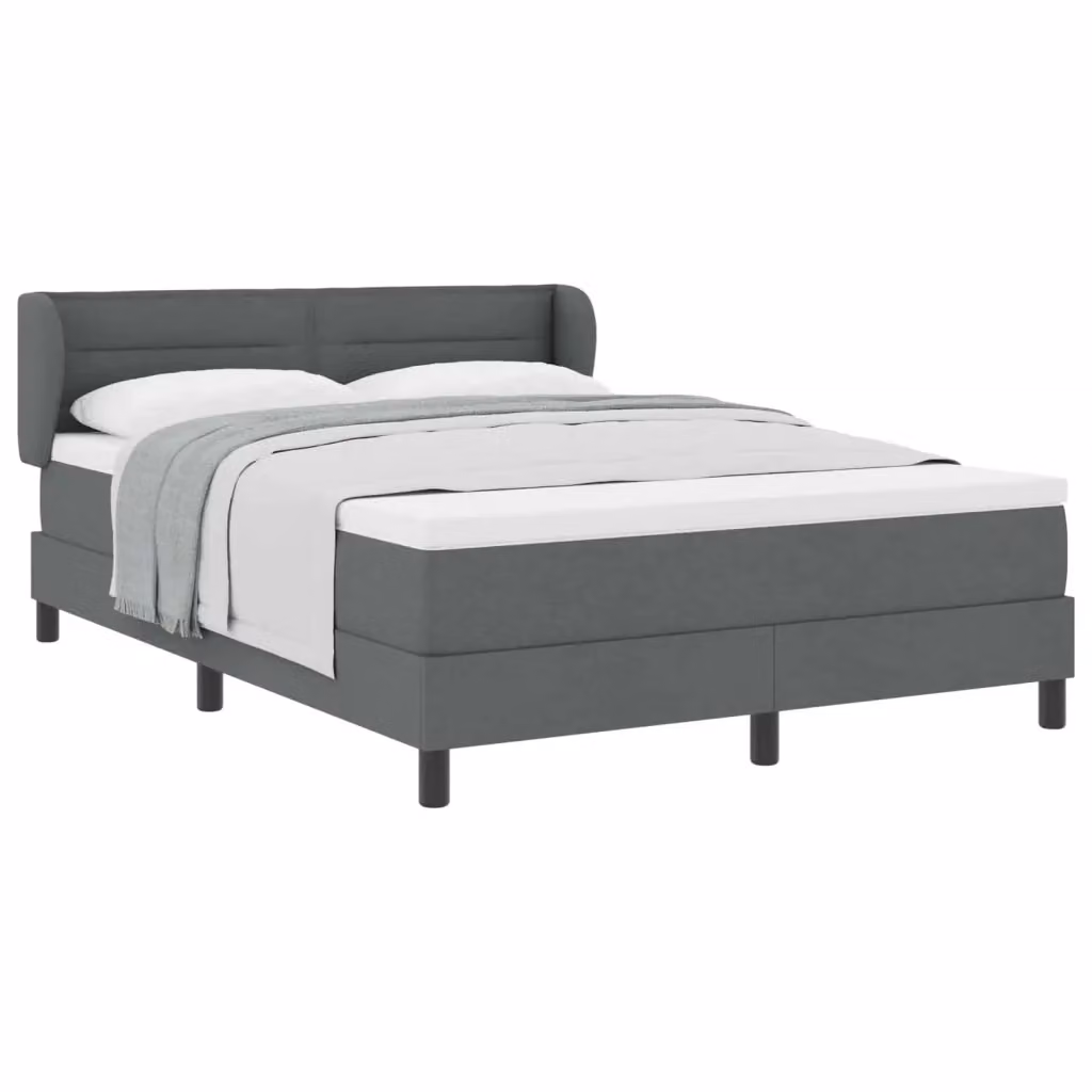 Letto a molle con testiera vidaXL in tessuto grigio, L/P/H: 160 x 200 x 88 cm – 2