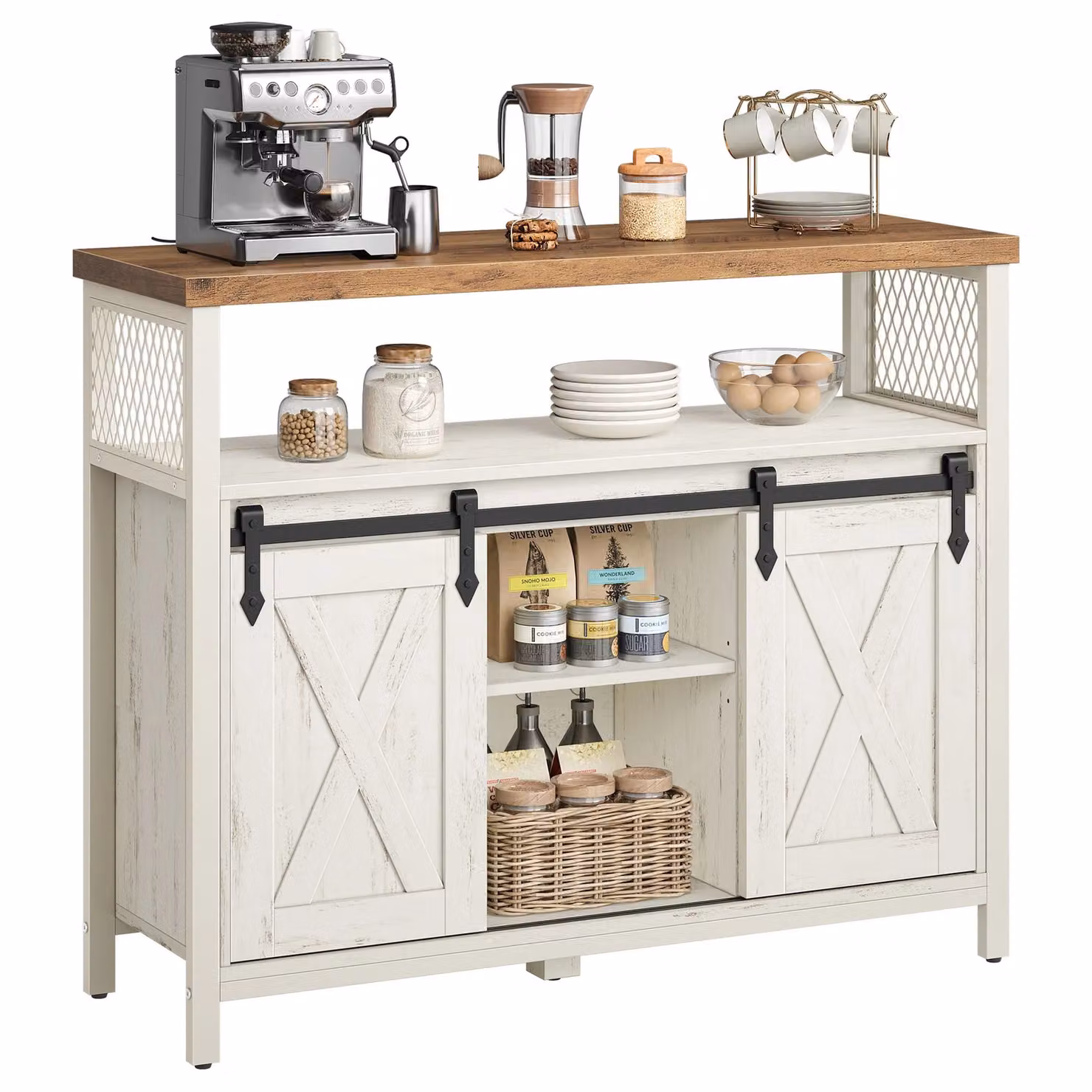 Armadietto da Buffet con Ante Scorrevole, Marrone Vintage, Marrone Miele