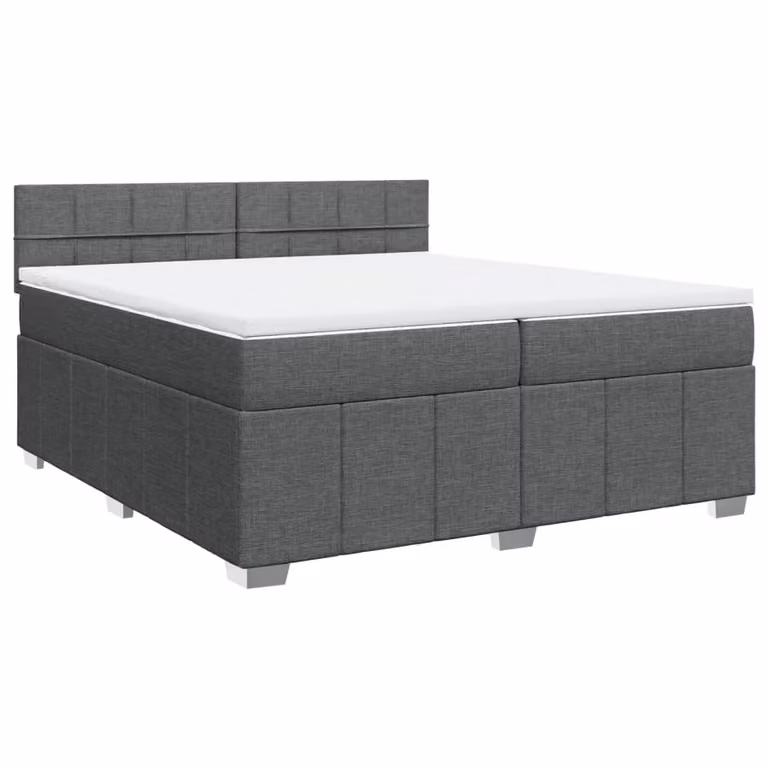 Giroletto a Molle con Materasso Grigio Scuro 200x200 cm Tessuto