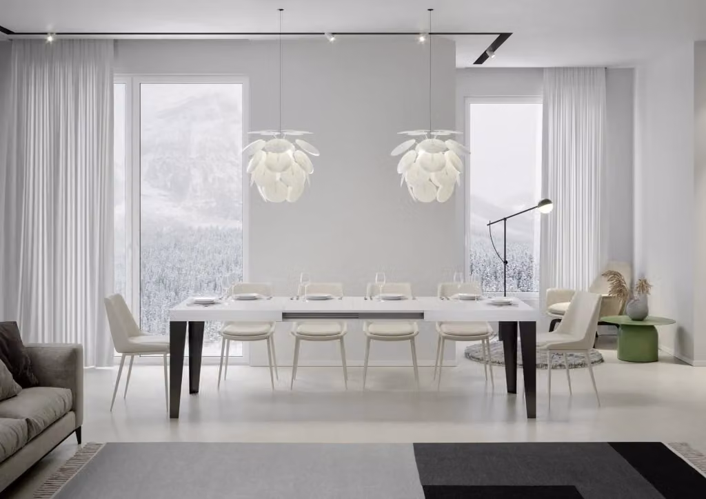 Tavolo allungabile Itamoby Flaris rettangolare in bianco frassino con telaio antracite L: 200-304 cm, P: 90 cm, H: 77 cm – 2