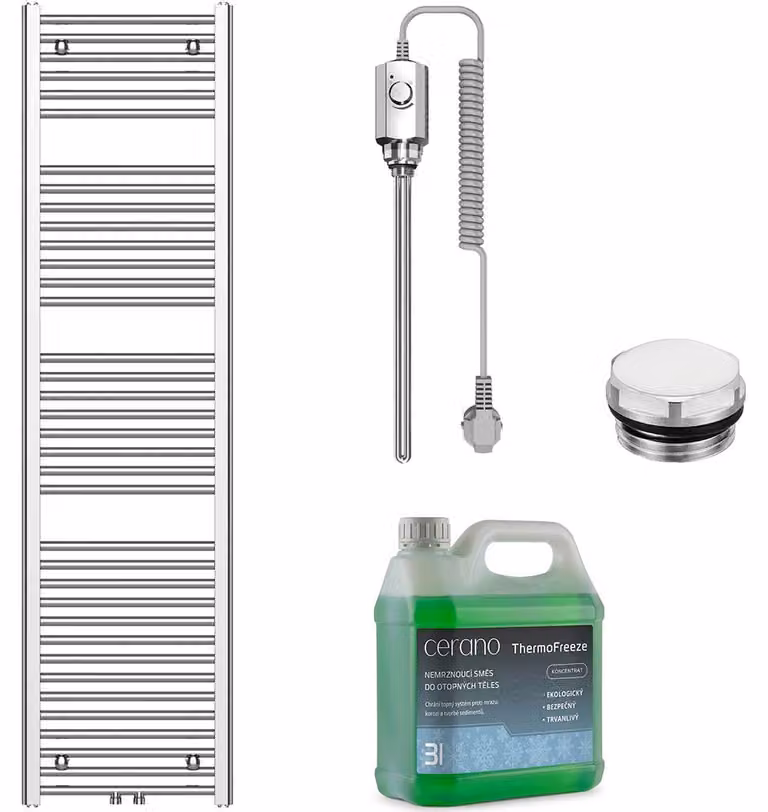 Set di radiatori elettrici da bagno Benito - 600W - cromato - 1700x450 mm