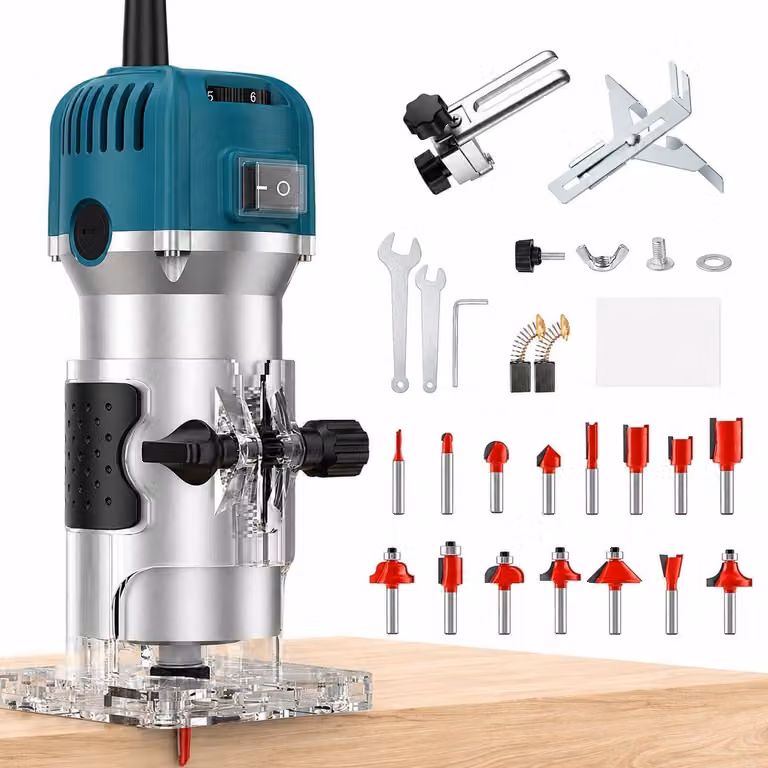 Fresatrice a colonna, 800 W, 30.000 giri/min, 15 frese, mandrino da 1/4 di pollice
