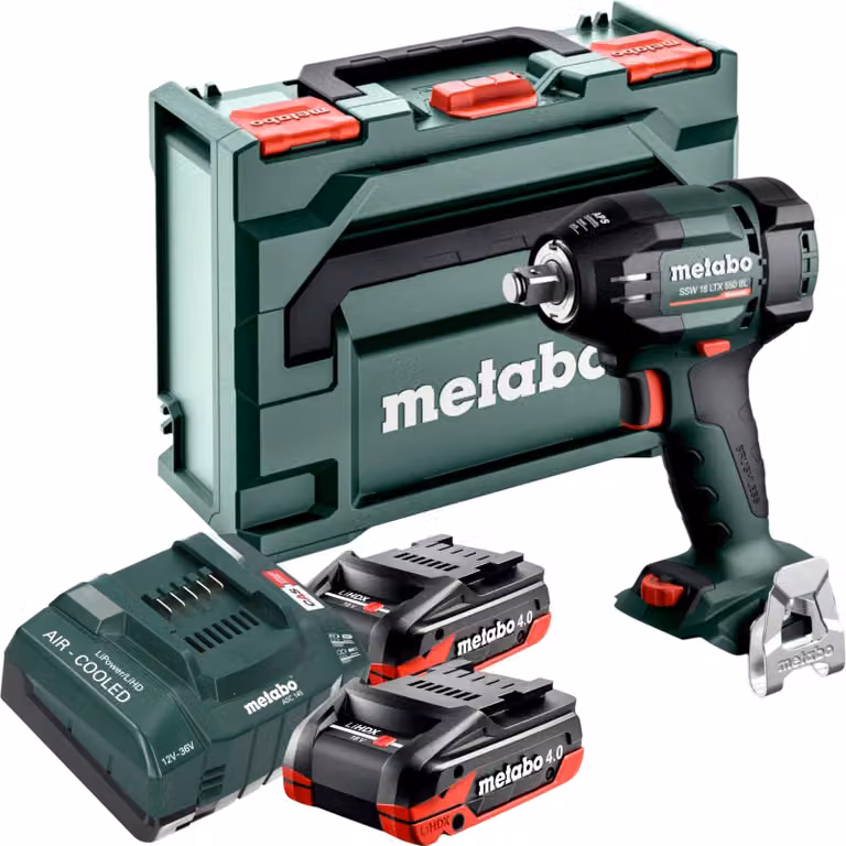 Avvitatore a impatto a batteria Metabo SSW 18 LTX 550 BL 18 V 550 Nm Brushless + 2x batteria LiHDX 4,0 Ah + caricabatteria + metaBOX