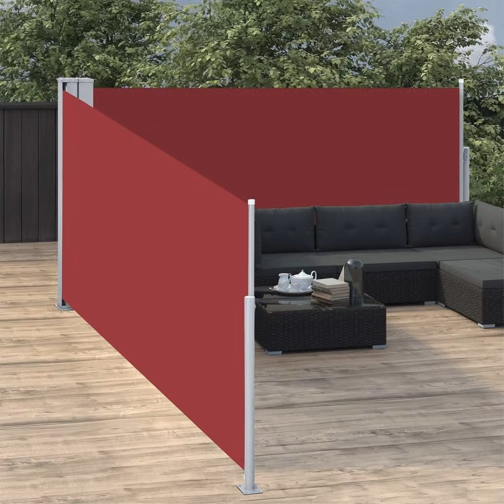 The Living Store Tenda laterale estensibile rossa 100 x 1000 cm