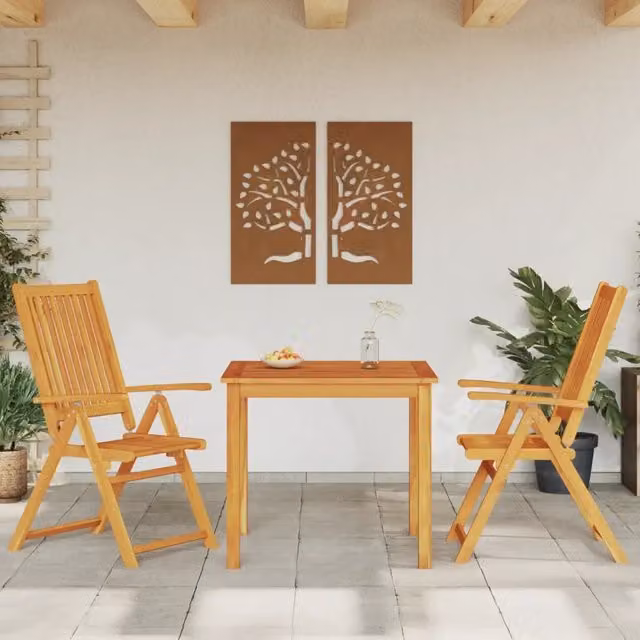 Set da pranzo per giardino e terrazzo vidaXL in legno di acacia marrone, 3 pezzi, L/P/H: 85 x 85 x 74 cm