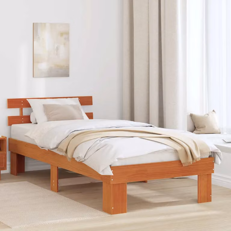 Struttura del letto moderna vidaXL in pino massello marrone cerato L 200 x L 80 cm