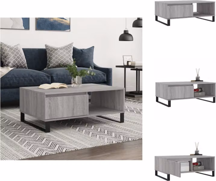 vidaXL Tavolino grigio Sonoma 90x60x35 cm in legno - Tavolini da caffè