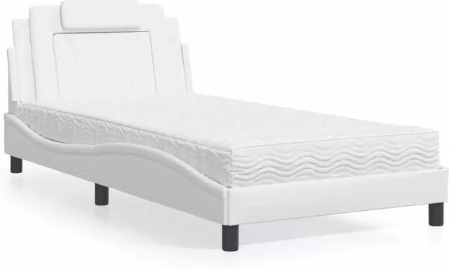 Letto Viana vidaXL con materasso bianco in similpelle e tessuto, L/P/H: 218 x 105 x 300 cm