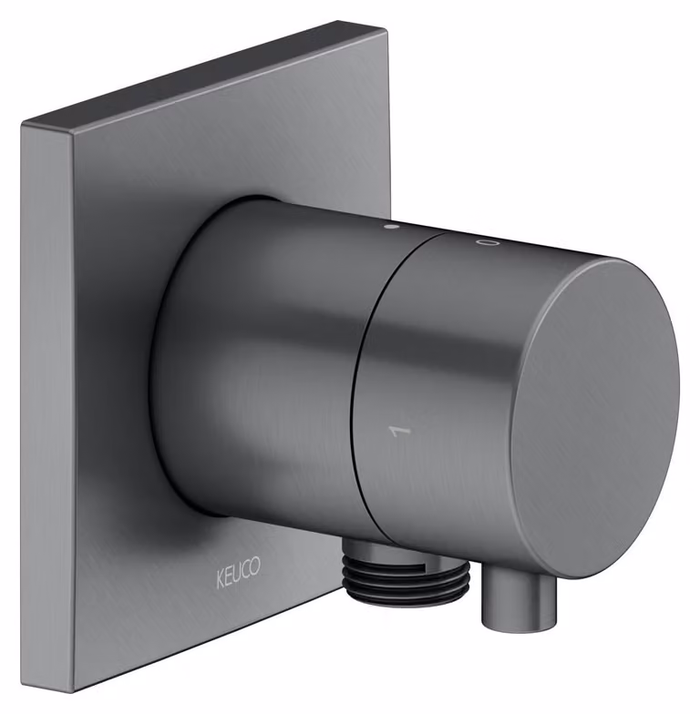 KEUCO IXMO Vanne d'inversion à encastrer 2 consommateurs, raccord de flexible avec poignée Comfort, avec arrêt, rosace carrée, 59557131102, 59557131102