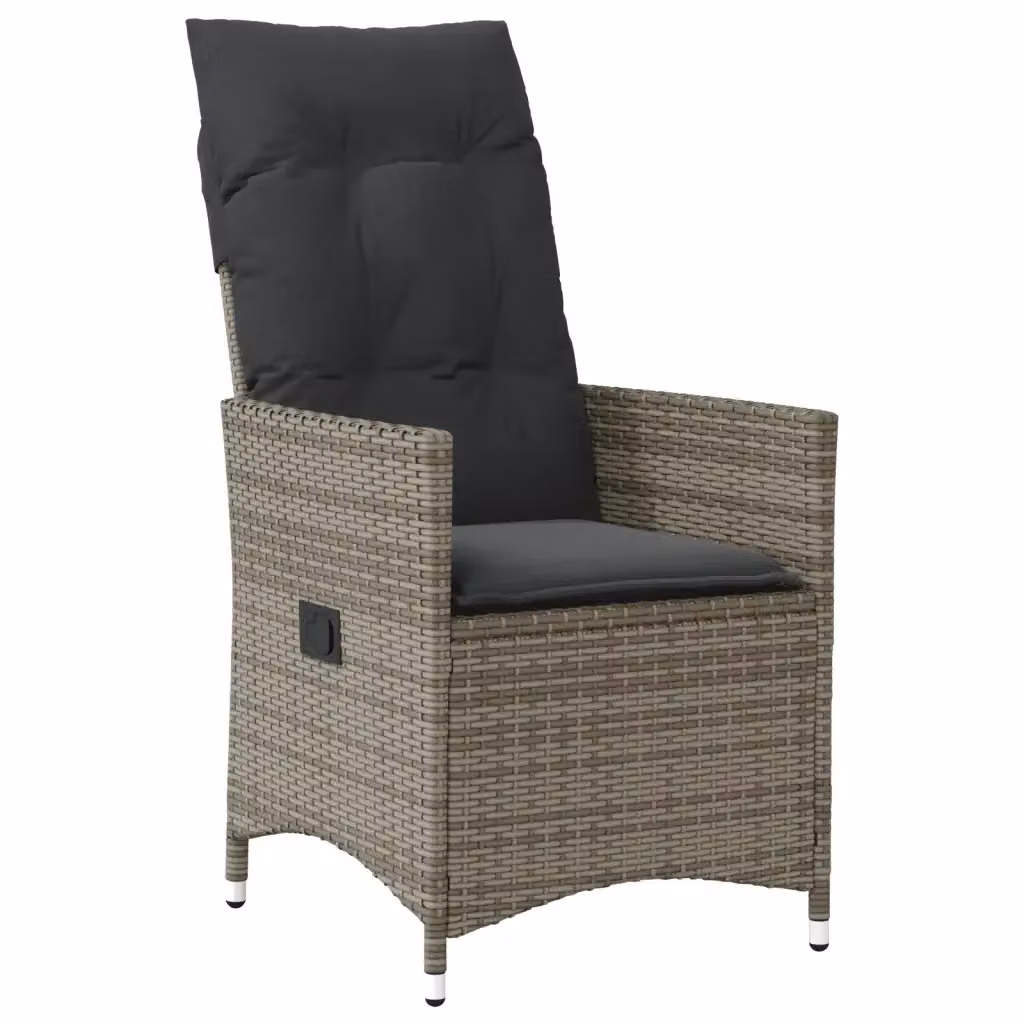 Set di 2 sedie da giardino reclinabili con cuscini vidaXL in polyrattan grigio – 2