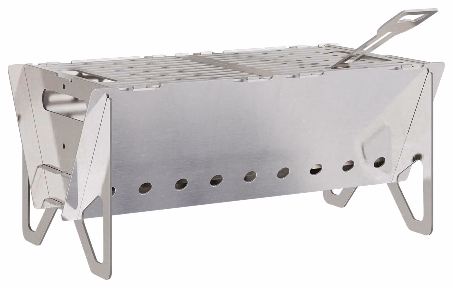 Focolare da campeggio, 42 x 22 x 18 cm, acciaio inossidabile, argento