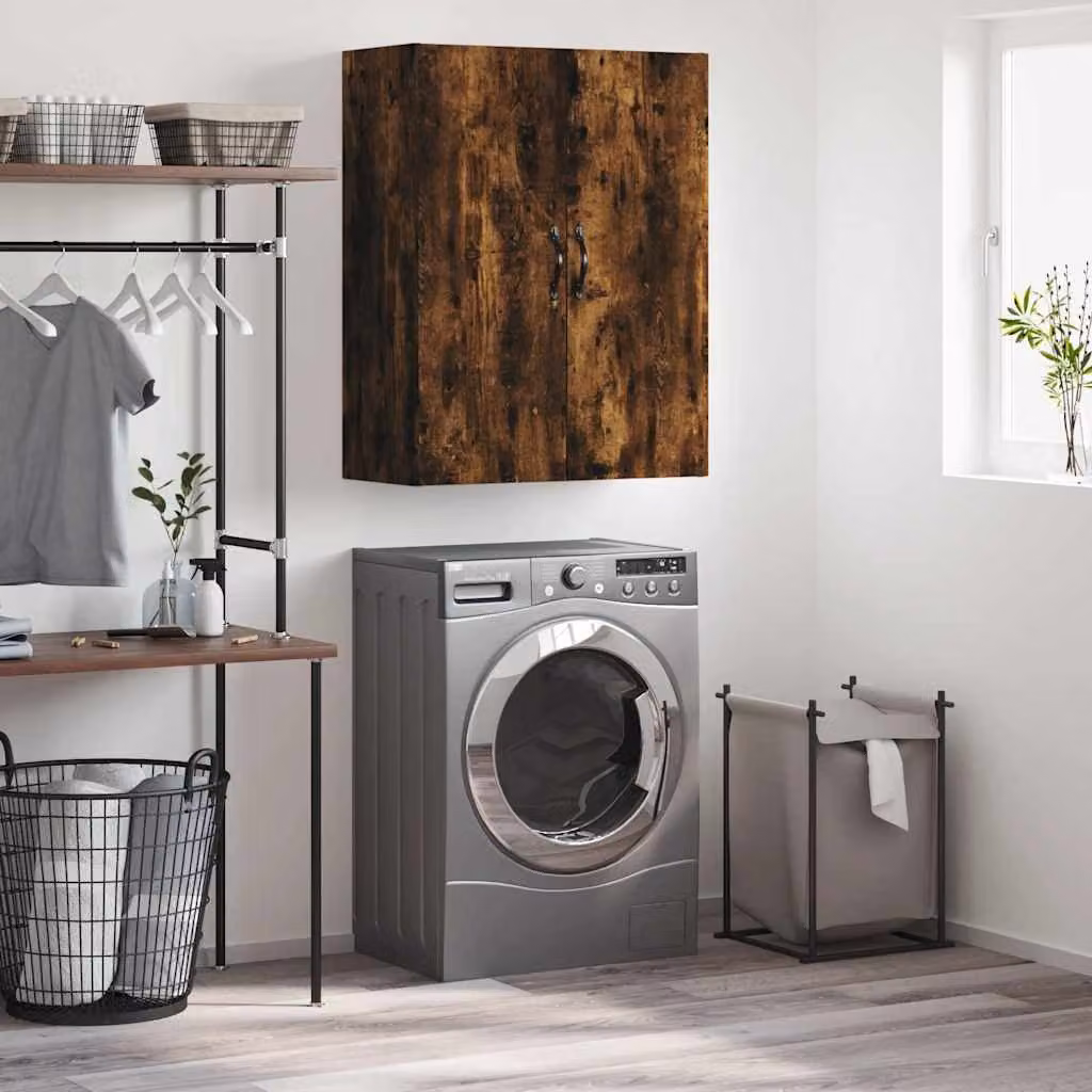 Mobile a parete vidaXL in legno Rovere Fumo, L: 69,5 cm, P: 34 cm, H: 90 cm